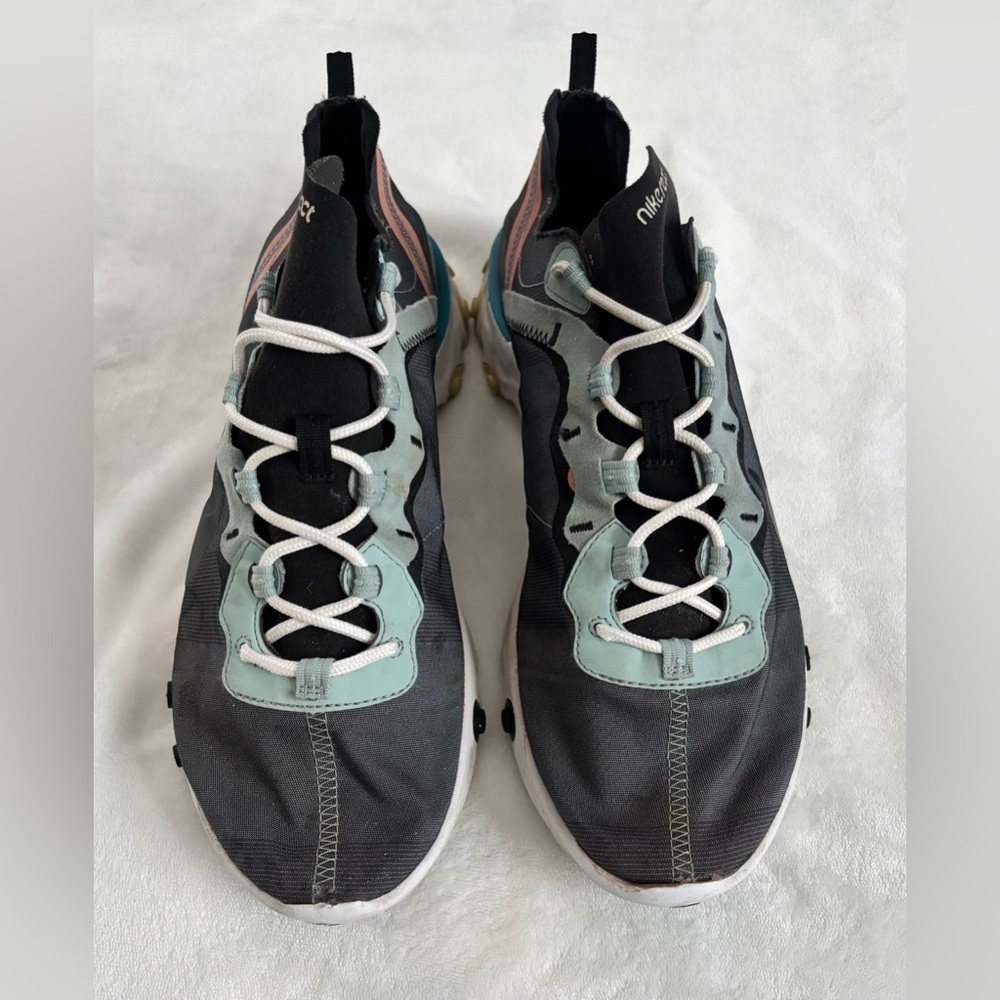 Nike Sneakers React Element 55 Grey Pink Teal Running Shoes Unisex Size 12 - Picture 2 of 10